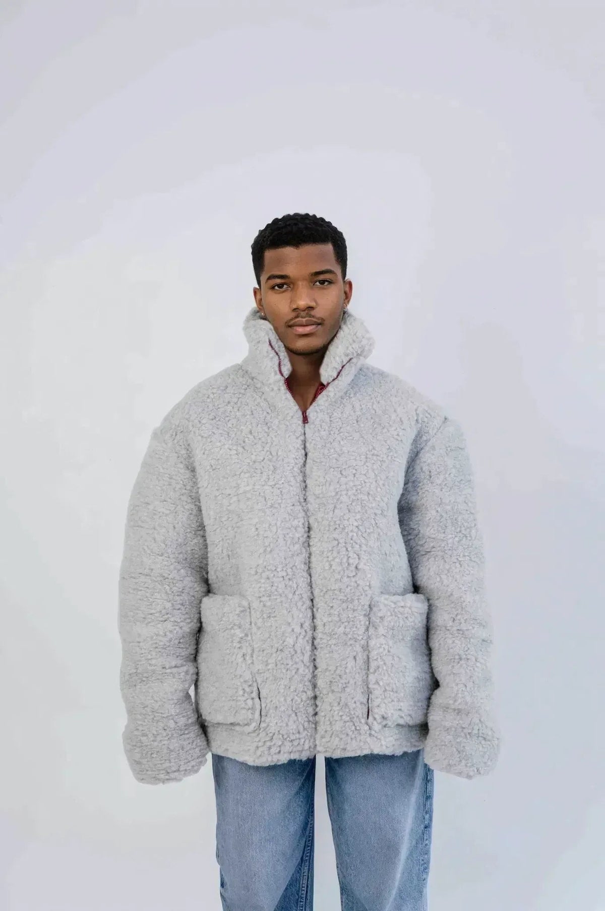 Oversized Wolljacke für Herren - Weiß