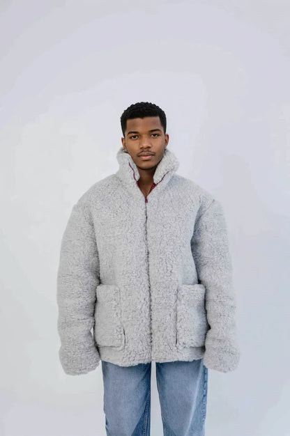 Oversized Wolljacke für Herren - Weiß