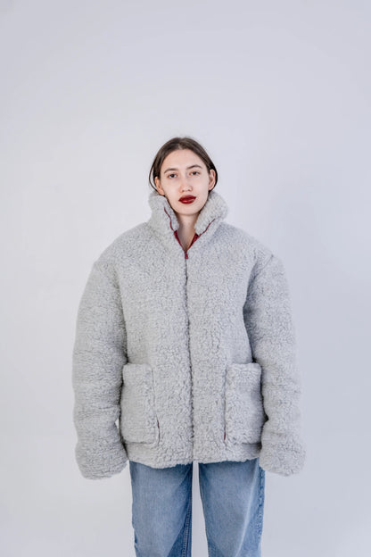 Oversized Wolljacke für Herren - Weiß