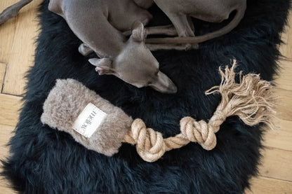 Natürliches Zerrspielzeug für Hunde aus Wolle - Beige