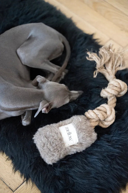Natürliches Zerrspielzeug für Hunde aus Wolle - Beige